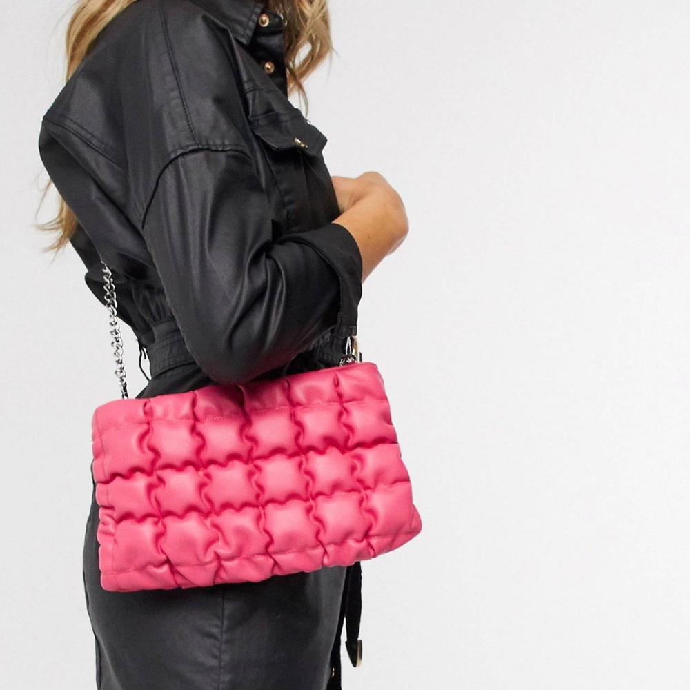 ASOS Large Quilted Pink Cross Body Bag
